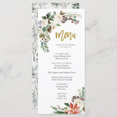 Weihnachten Romantisches Winterhochzeitmenü Menükarte (Vorne/Hinten)