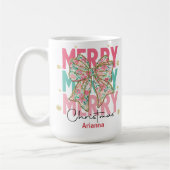 Weihnachten Rosa Aquamariner Bogen Name Kaffeetasse (Links)