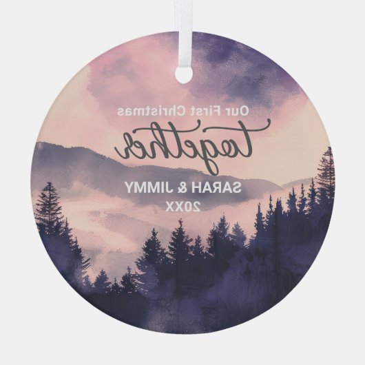 Weihnachten Rosa Bergabenteuer Outdoor Couple Ornament Aus Glas (Rückseite)