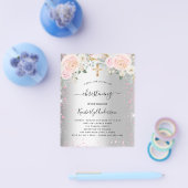 Weihnachten Rosa Blumen Glitzer Einladung Flyer (Einzeln)