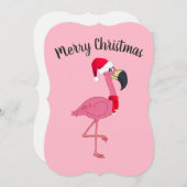 Weihnachten Rosa Flamingo Flachkarte mit Umschlag (Vorne/Hinten)