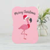 Weihnachten Rosa Flamingo Flachkarte mit Umschlag (Stehend Vorderseite)