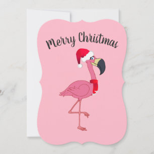 Weihnachten Rosa Flamingo Flachkarte mit Umschlag