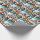 Weihnachten rosa Flamingo in krumpelnden Lichtern Geschenkpapier (Ecke)