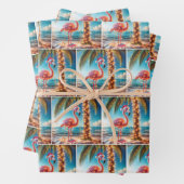 Weihnachten rosa Flamingo in krumpelnden Lichtern Geschenkpapier Set (Beispiel)