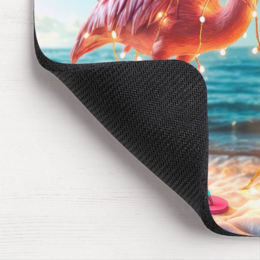 Weihnachten rosa Flamingo in krumpelnden Lichtern Mousepad (Ecke)