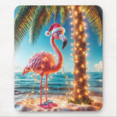 Weihnachten rosa Flamingo in krumpelnden Lichtern Mousepad (Vorne)