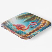 Weihnachten rosa Flamingo in krumpelnden Lichtern Pappteller (Gewinkelt)