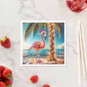 Weihnachten rosa Flamingo in krumpelnden Lichtern Serviette (Beispiel)
