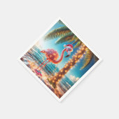 Weihnachten rosa Flamingo in krumpelnden Lichtern Serviette (Ecke)