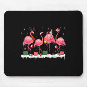Weihnachten Rosa Flamingo Weihnachtsmann Hut Trink Mousepad