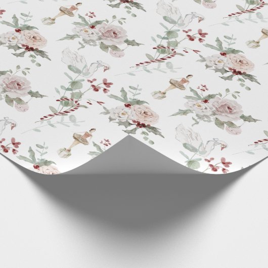 Weihnachten Rosa Floral Ballerina und Swan Geschen Geschenkpapier (Ecke)