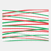 Weihnachten Rosa Grün Moderne Streifen Geschenkpapier Set (Vorderseite)