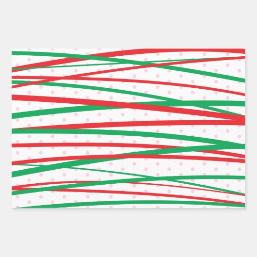 Weihnachten Rosa Grün Moderne Streifen Geschenkpapier Set (Vorderseite)
