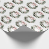 Weihnachten Rosa Grüner Kranz Geschenkpapier (Ecke)