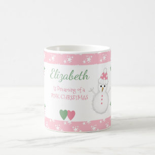 Weihnachten rosa mit einem Schneemann Kaffeetasse