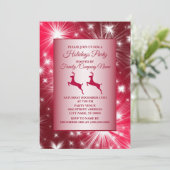 Weihnachten Rosa Rentierferien Einladung (Stehend Vorderseite)