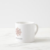 Weihnachten Rosa Rose Gold Schneeflocke Name Espressotasse (Vorderseite Rechts)