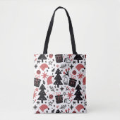 Weihnachten Rosa Schwarzes Muster Urlaub Tasche (Vorderseite)