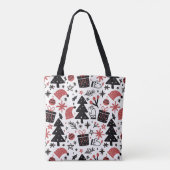 Weihnachten Rosa Schwarzes Muster Urlaub Tasche (Rückseite)
