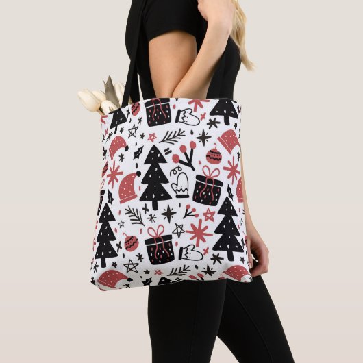 Weihnachten Rosa Schwarzes Muster Urlaub Tasche (Von Nahem)