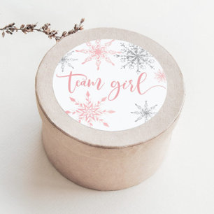 Weihnachten rosa silberne Schneeflocken Team Mädch Runder Aufkleber