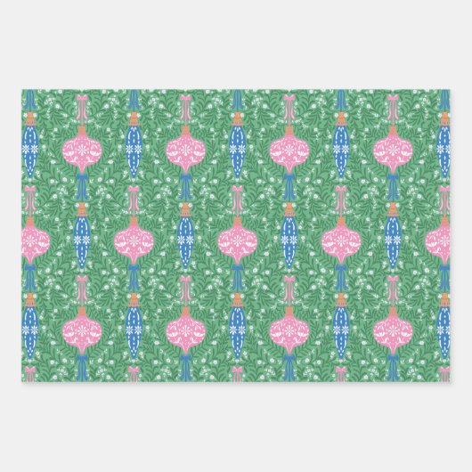 Weihnachten Rosa und Grün Muster Geschenkpapier Set (Vorderseite 2)