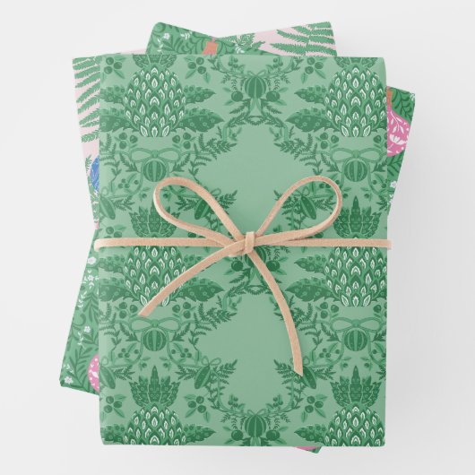 Weihnachten Rosa und Grün Muster Geschenkpapier Set (Beispiel)