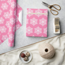 Weihnachten Rosa und Weiße Schneeflocken Muster Geschenkpapier