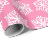 Weihnachten Rosa und Weiße Schneeflocken Muster Geschenkpapier (Rolleneckpunkt)