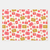 Weihnachten Rosa Weiß Muster Geschenkpapier Set (Vorderseite 3)