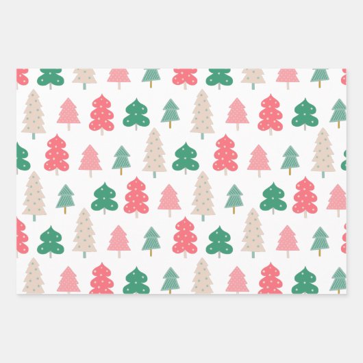 Weihnachten Rosa Weiß Muster Geschenkpapier Set (Vorderseite 2)