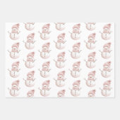 Weihnachten Rosa Weißer Schneemann Hirsche Grüne B Geschenkpapier Set (Vorderseite)