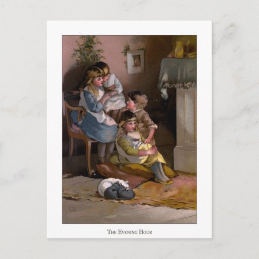 Weihnachten-Rose: Die Abend-Stunde Postkarte (Vorderseite)