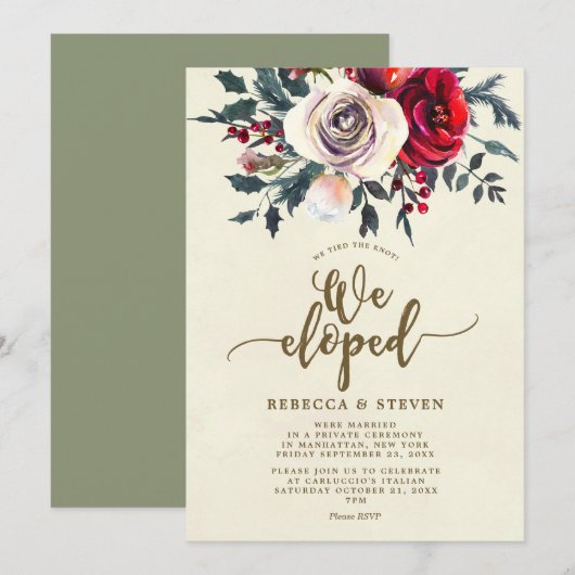 Weihnachten-Rose modern, die wir einladen Einladung (Vorne/Hinten)