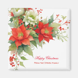 Weihnachten Rose Wasserfarbe | Ihr Name Magnet