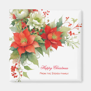 Weihnachten Rose Wasserfarbe Ihr Name Magnet