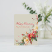 Weihnachten Rose Wasserfarben Postkarte | Ihr Name (Stehend Vorderseite)