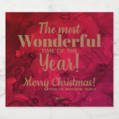 Weihnachten Rot bis Schwarz Wasserfarben Frische P Schaumweinetikett (Einzelnes Label)