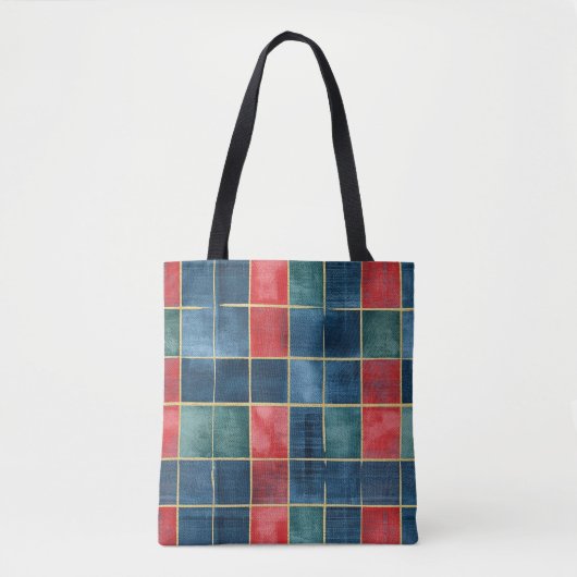 Weihnachten Rot Blau Grüne Quadrate Tasche (Vorderseite)