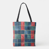 Weihnachten Rot Blau Grüne Quadrate Tasche (Rückseite)