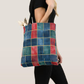 Weihnachten Rot Blau Grüne Quadrate Tasche (Von Nahem)