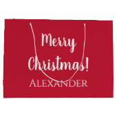 Weihnachten Rot frohe Weihnachten Personalisiert Große Geschenktüte (Rückseite)