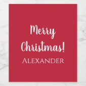 Weihnachten Rot frohe Weihnachten Personalisiert Weinetikett (Einzelnes Label)