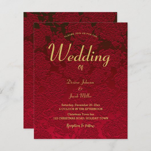 Weihnachten Rot Gold Elegantes Modernes Blumenbudg (Vorne/Hinten)