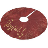 Weihnachten, Rot, Gold, Freude Polyester Weihnachtsbaumdecke (Schrägansicht)
