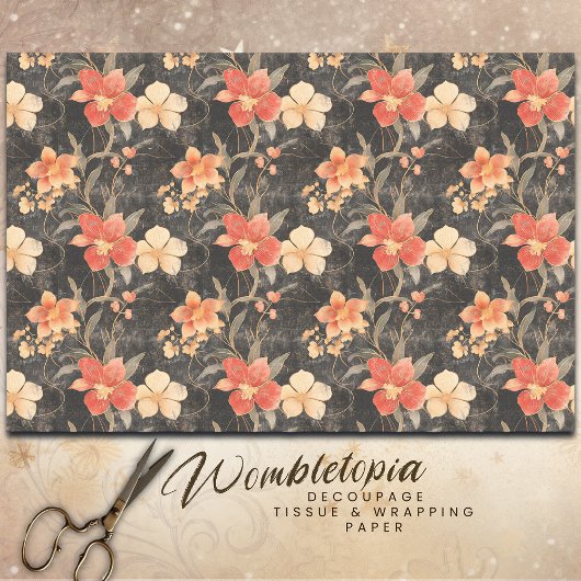 Weihnachten - Rot & Gold Poinsettia Dekoupage Seidenpapier