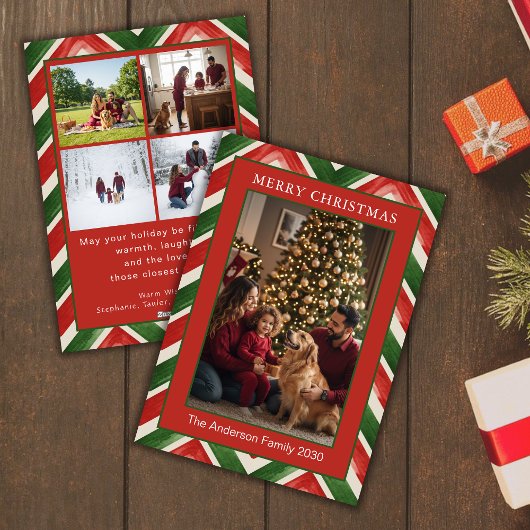 Weihnachten Rot Grün Chevron 5 Benutzerdefiniertes
