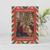 Weihnachten Rot Grün Chevron Zwei Foto (Stehend Vorderseite)