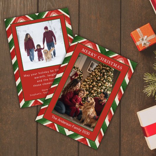 Weihnachten Rot Grün Chevron Zwei Foto